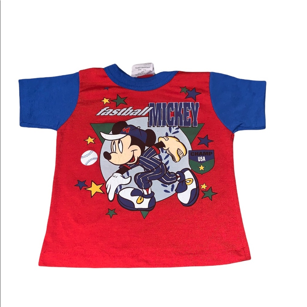 Vintage 90s Fastball Mickey Mouse Baseball Toddler Single Stitch Shirt